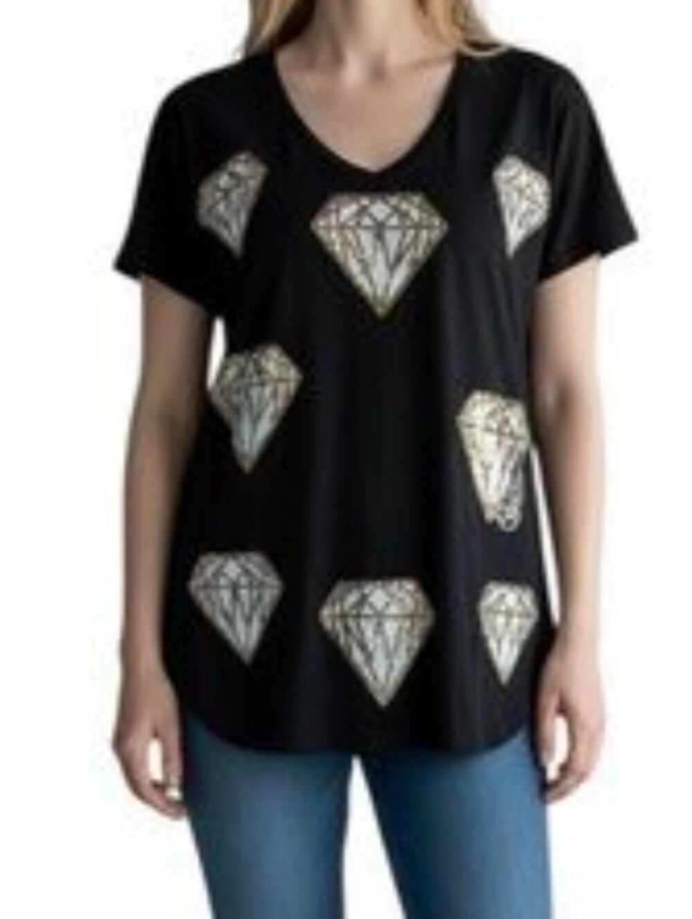 Lauren Mochi Love Is A Battlefield Abstract Chained Diamond Graphic Tee M/L